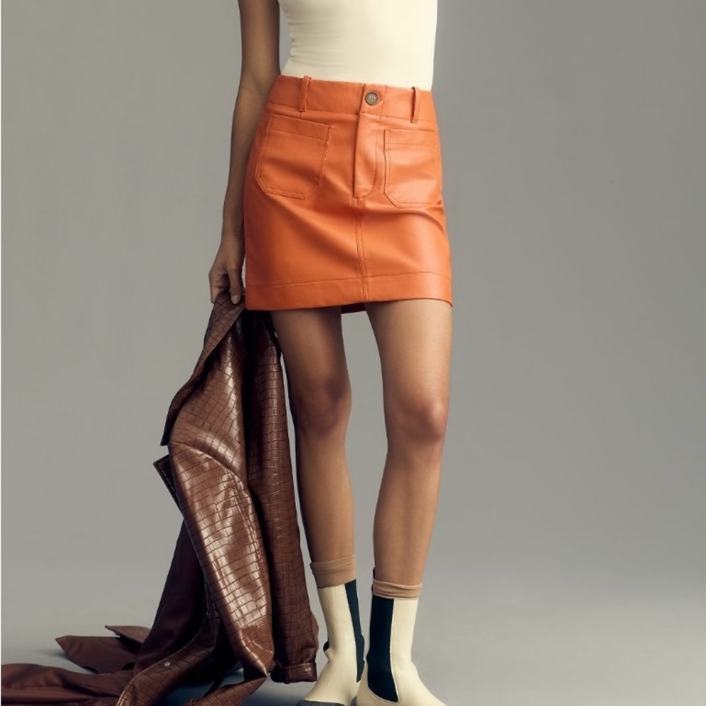 Anthropologie Maeve The Colette Faux Leather Mini Skirt - Picture 5 of 10